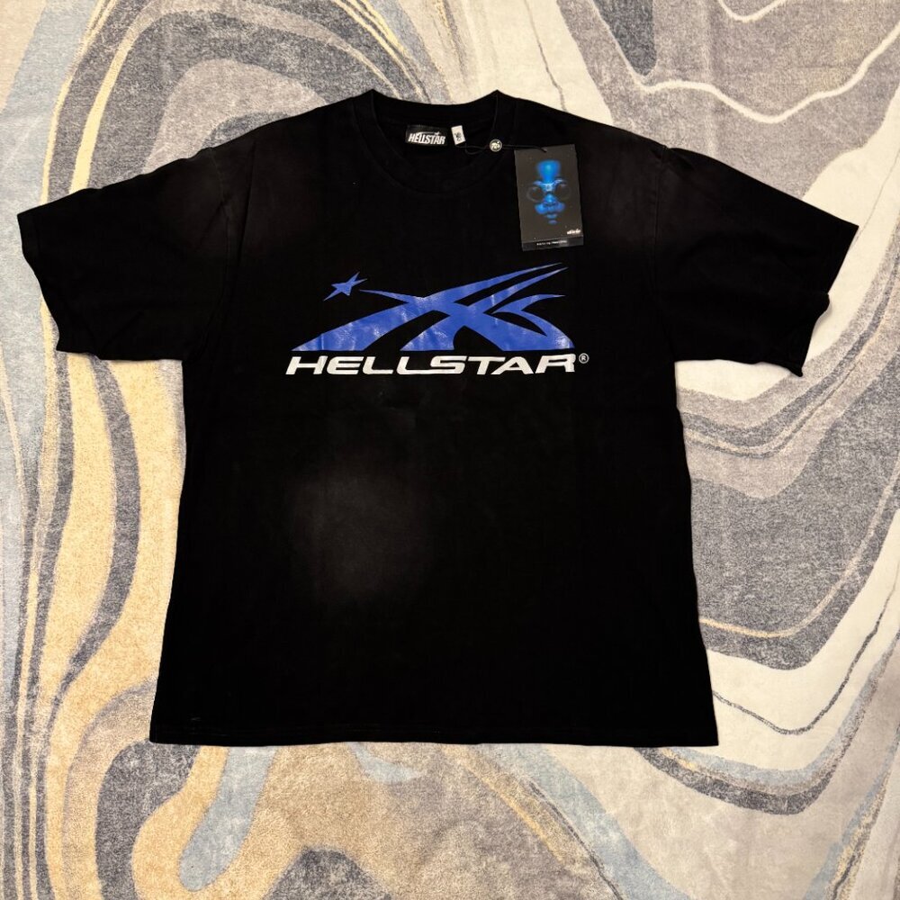 Hellstar Blue Gel Sport Logo Black T-Shirt Men’s Size Large